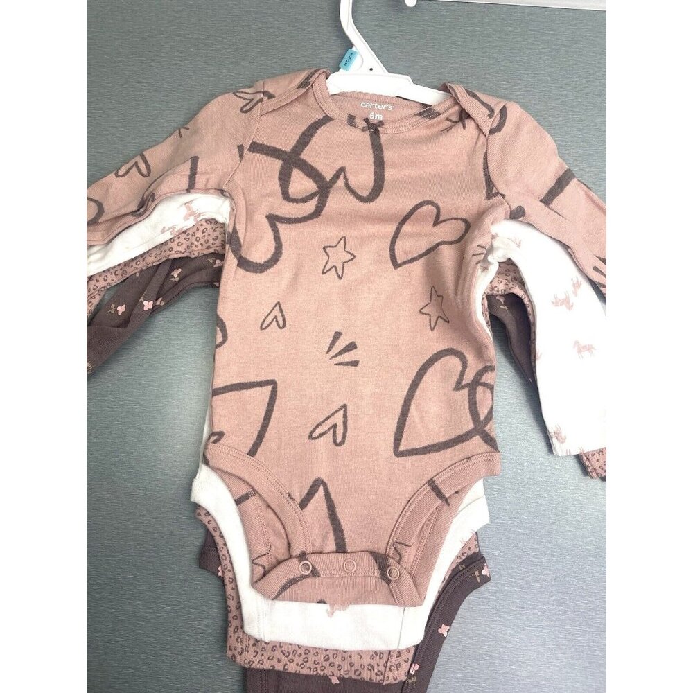 CARTER'S BABY GIRL 4-PACK HORSE & FLOWERS 100% COTTON BODYSUITS SIZE 24 MONTHS